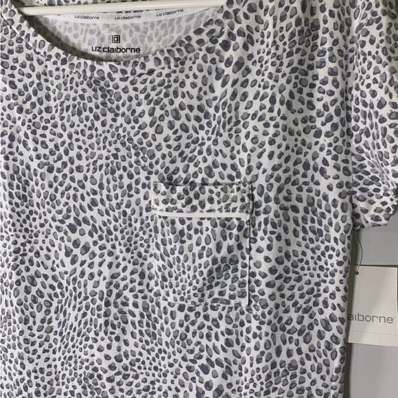 Liz Claiborne NEW Small Grey White Pebble Sleep Shirt - Picture 2 of 5